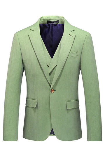 Light Green 3 Pieces Notched Lapel Men's Formal Suits